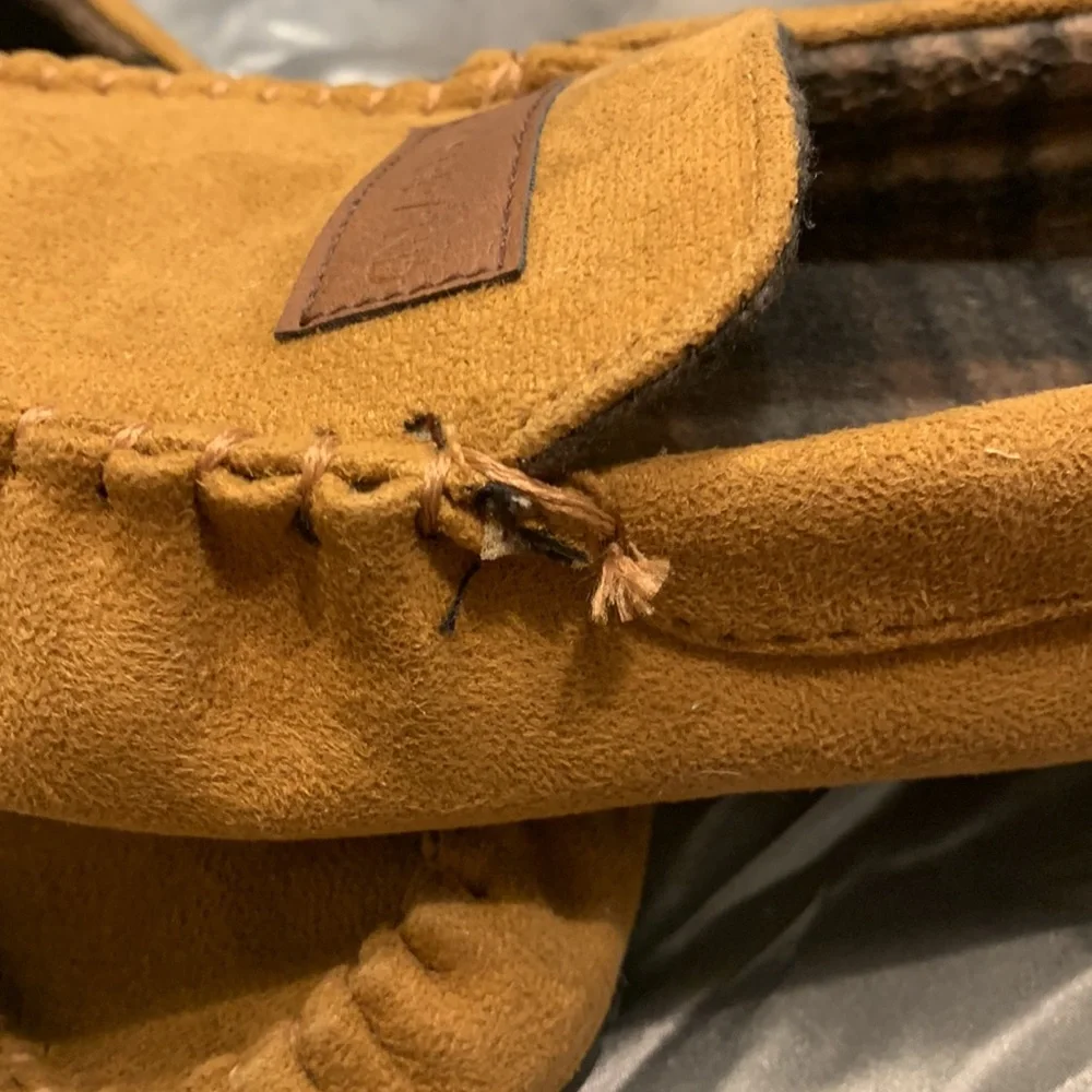 🌹 LUCKY BRAND • Brown Faux Suede WARM COZY MENS SLIP ON LOUNGE HOUSE SHOES •